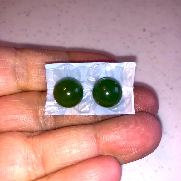 Jade Colored Post Earrings - Picture 1 of 2